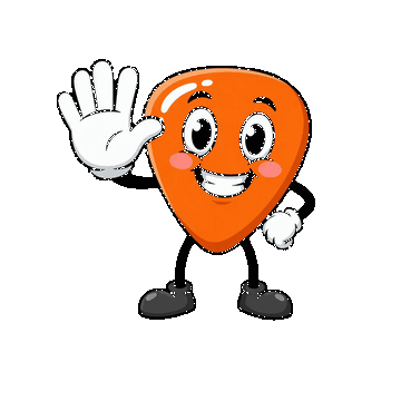 Picky the guitar pick waving hello